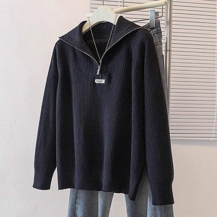 大码女装【80-200斤】半拉链针织上衣女Polo领毛衣遮肚显瘦打底衫,淘宝优惠券,粉丝福利购,淘宝优惠卷
