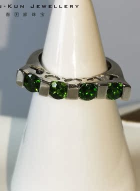 珠宝纯银天然镂空爱心指环