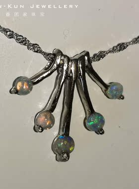 珠宝纯银天然欧泊项链