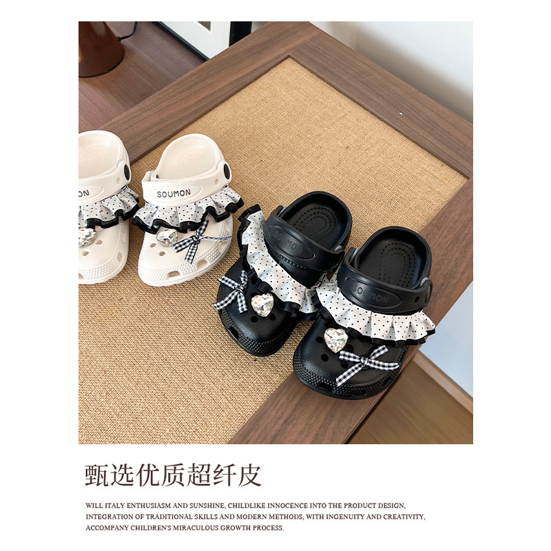 Girls' new summer Korean style lace slip-on sandals