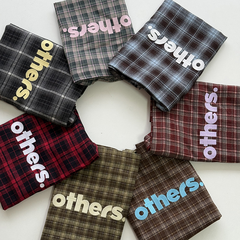 others. 复古格纹手提包女ins风轻便单肩刺绣磨毛 大容量帆布包 - 图3