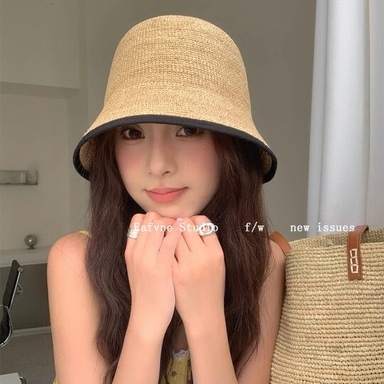 Breathable sun protection high-end raffia hat natural seaside
