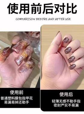 包指甲花神器透明自粘一次性指套