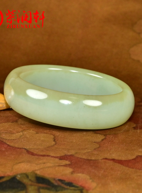 和田玉糖青白玉手镯且末料宽版