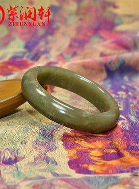 和田玉青白玉籽料手镯糖沁飘雪花