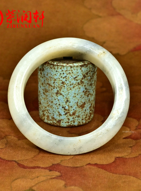 和田玉满皮籽料手镯随形白底糖