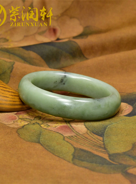 和田玉手镯青白翠青闪青花正装