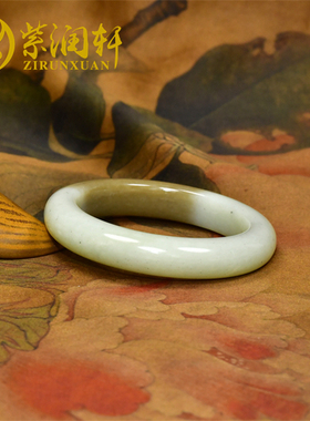 和田玉糖青白闪青花玉手镯且末料