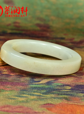 和田玉方条籽料手镯青白闪青花