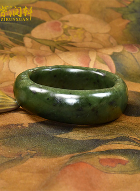 新疆和田玉籽料碧玉手镯满皮厚装