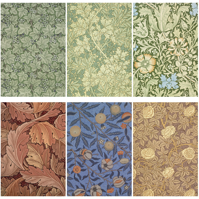 威廉莫里斯礼盒装饰素材纸12张双胶纸可折叠贴纸背景纸图案拼贴画,淘宝优惠券,粉丝福利购,淘宝优惠卷