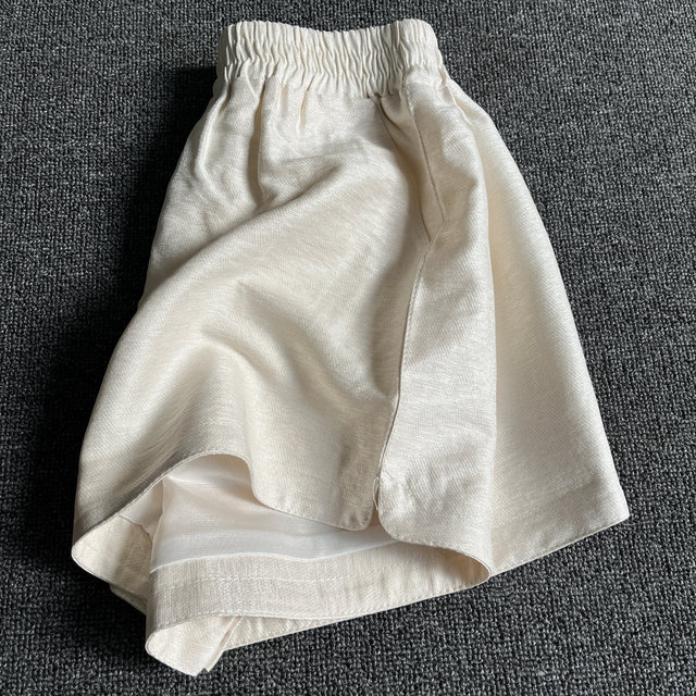 Summer new shorts women's ice silk thin versatile elastic waist slit wide leg hot pants