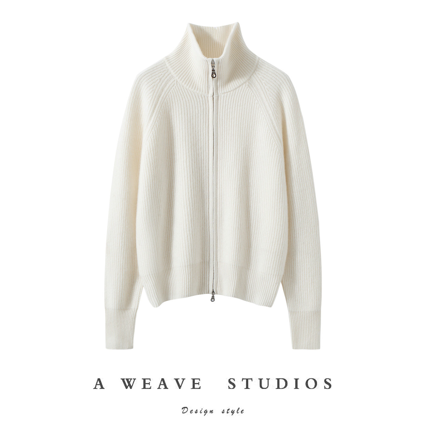 秋冬新款100%山羊绒开衫女高领拉链针织外套宽松加厚保暖通勤毛衣,淘宝优惠券,粉丝福利购,淘宝优惠卷