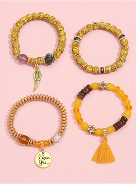 水晶多层撞色松石手链