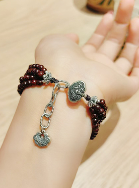 天然小叶紫檀手链女原创设计手串