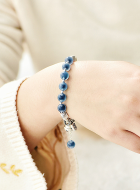 时尚小众糖心玛瑙女原创纯银手链