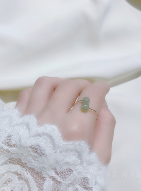 天然和田碧玉14K包金戒指