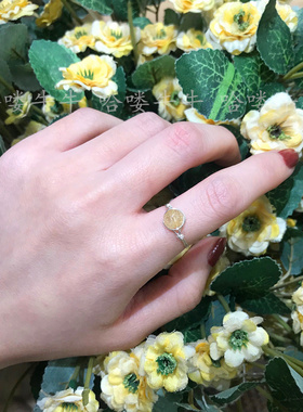 金发晶纯银戒指天然招正财水晶