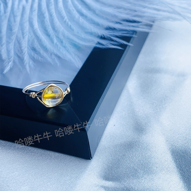 Citrine ring naturally attracts wealth 14K gold-wrapped wire