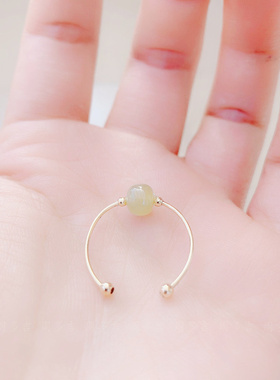 天然和田碧玉戒指轻奢手工包金