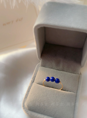 天然青金石14K包金戒指