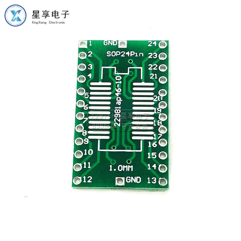 SOP24转接板 SSOP24 贴片转直插 DIP24 1.0mm间距 转接板绿油喷锡 - 图2