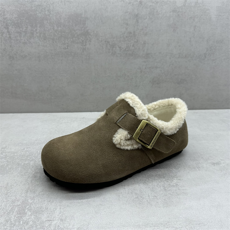 断码处理2025冬季新款真皮女鞋舒适百搭加绒勃肯鞋保暖磨砂皮棉鞋 - 图3