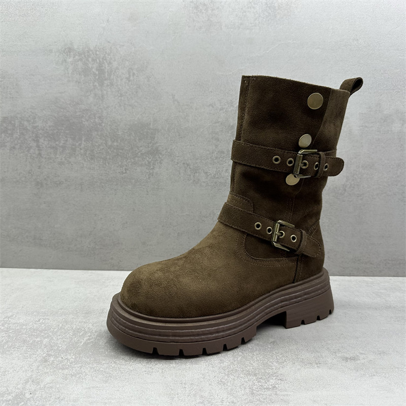 断码处理2025冬季新款女靴英伦风圆头厚底中筒加绒骑士靴舒适棉靴,淘宝优惠券,粉丝福利购,淘宝优惠卷