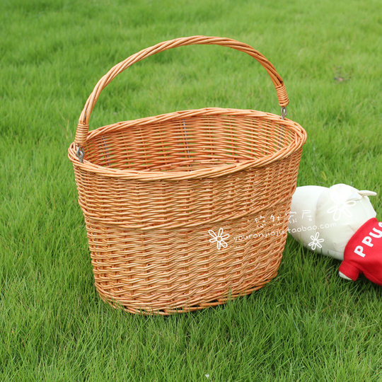 自行车筐车篮子前车筐折叠自行车车篮单车车篮柳编电动车车篮哈雷