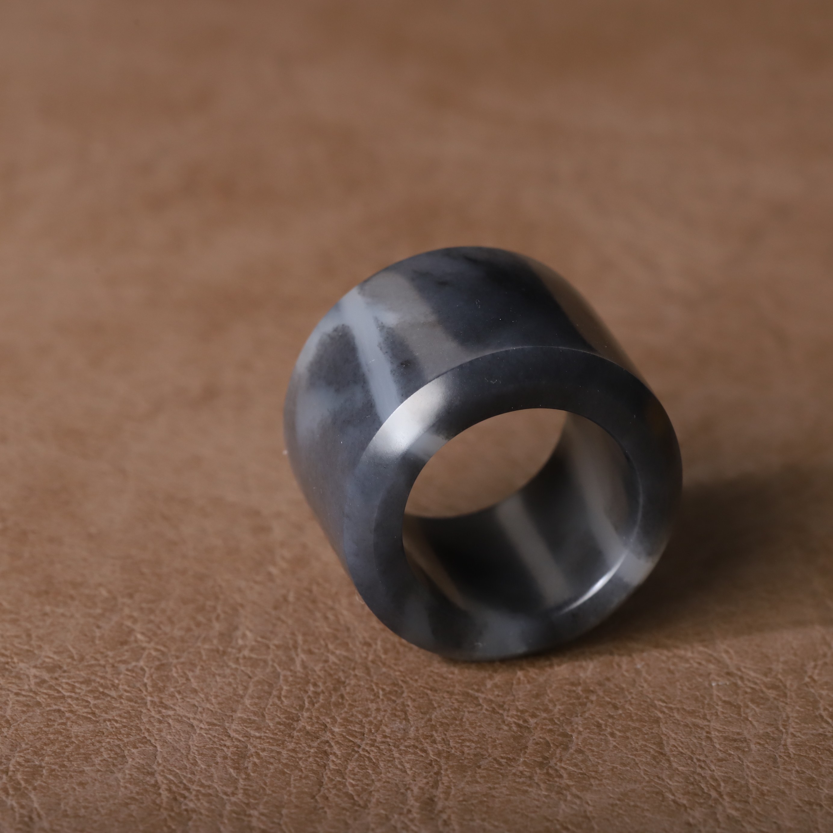 On sale Jade ring inner diameter 20mm Xinjiang Hetian jade blue and white jade seed material jade ring men and women ring