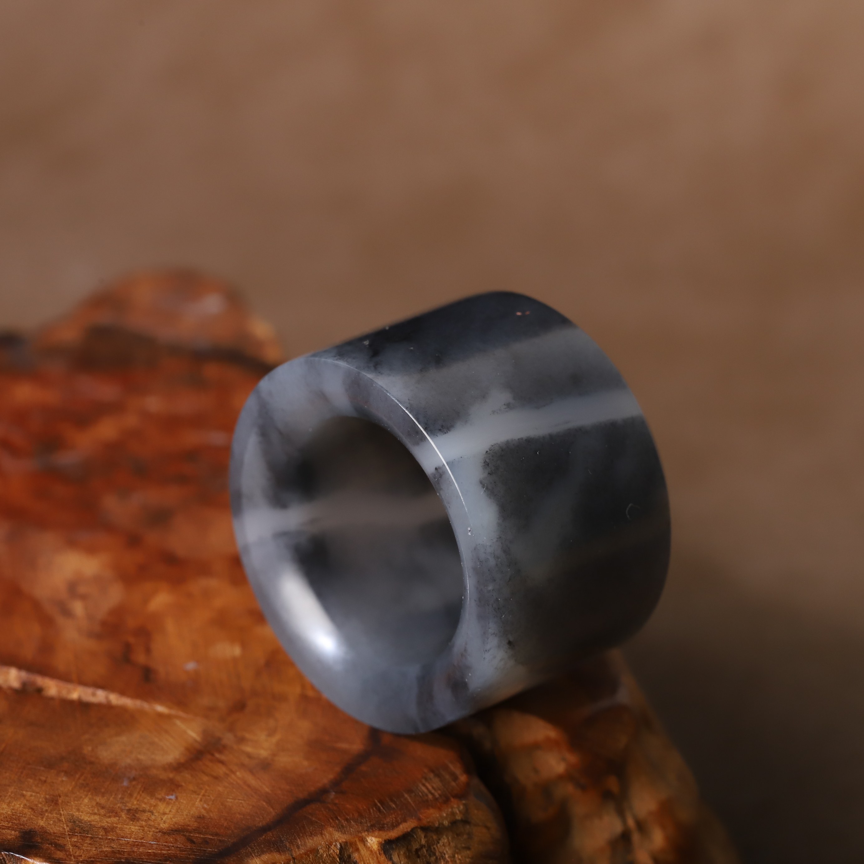On sale Jade ring inner diameter 20mm Xinjiang Hetian jade blue and white jade seed material jade ring men and women ring