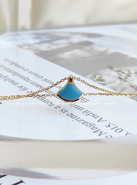 宝家绿松石天然贝母扇子锁骨链