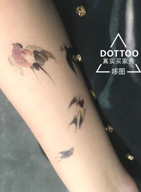 哆图原创燕子防水持久彩色纹身贴