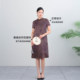 Keshan Retro Printed Silk Dress Women's 2026 Summer New Stand Collar Mid-Length Elegant Xiangyun Gauze Skirt