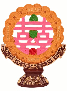 李居明2026马年吉祥物喜从天降双喜临门喜事连连摆件客厅吉祥摆设