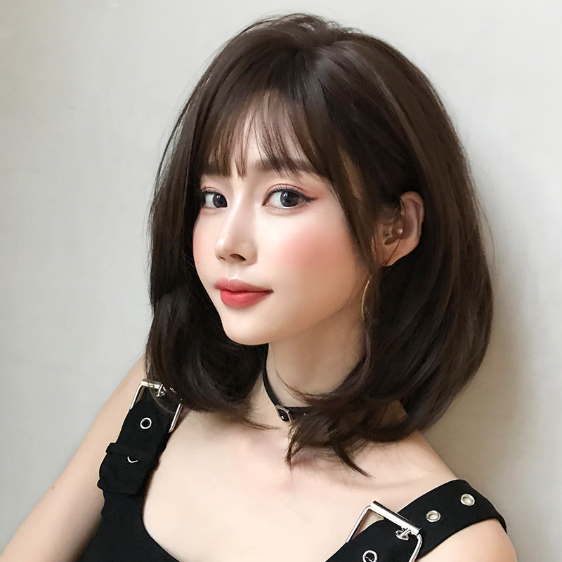 七街皇后假发旗舰店假发女短发网红齐肩中长发初恋头短发造型圆脸短卷发外翻假发套2