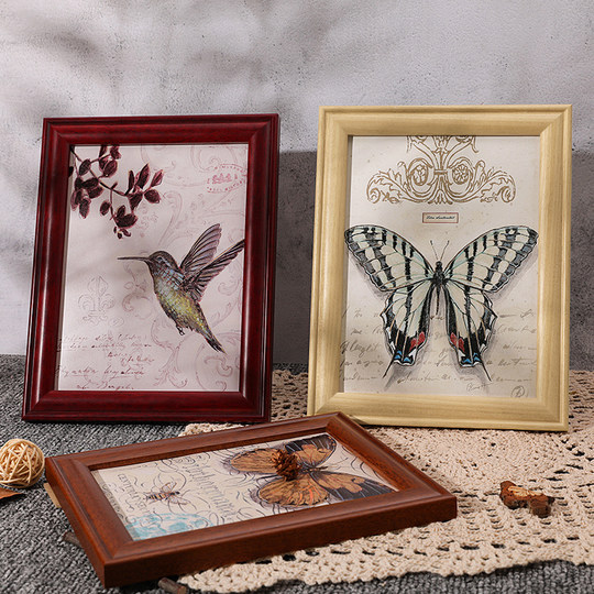 Retro photo frame setting solid wood modern empty frame photo