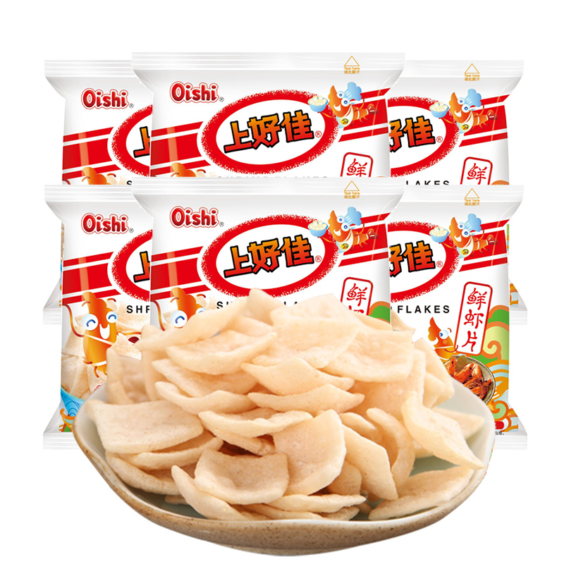 上好佳鲜虾片小包装虾片办公室膨化食品儿童解馋休闲零食小吃批发