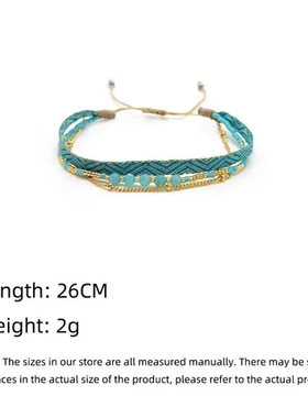 简约女多层手绳叠戴欧美串珠手链编织织带哥伦比亚Miyuki米珠风