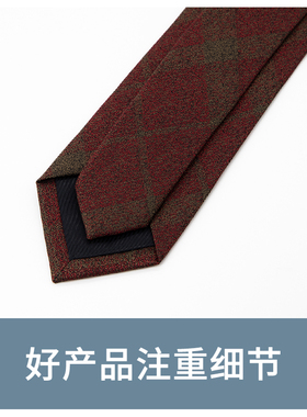 Jacketman棕红色时尚暗格纹领带
