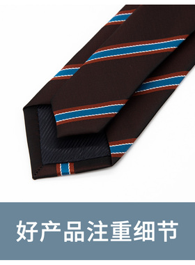 Jacketman棕色时尚蓝色条纹领带