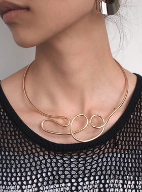 欧美夸张几何合金朋克风项圈新品