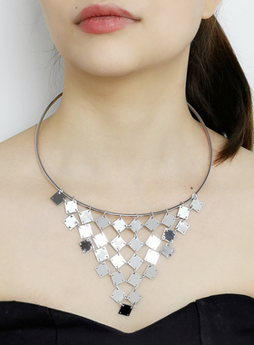 欧美新娘金属片片项圈 时尚气质合金高质感项链演出服女夜店饰品