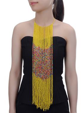 波西米亚风流苏长款毛衣链