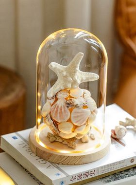 掬涵永生花玻璃罩微景观玩偶摆件发光底座带灯手办盲盒防尘罩摆件