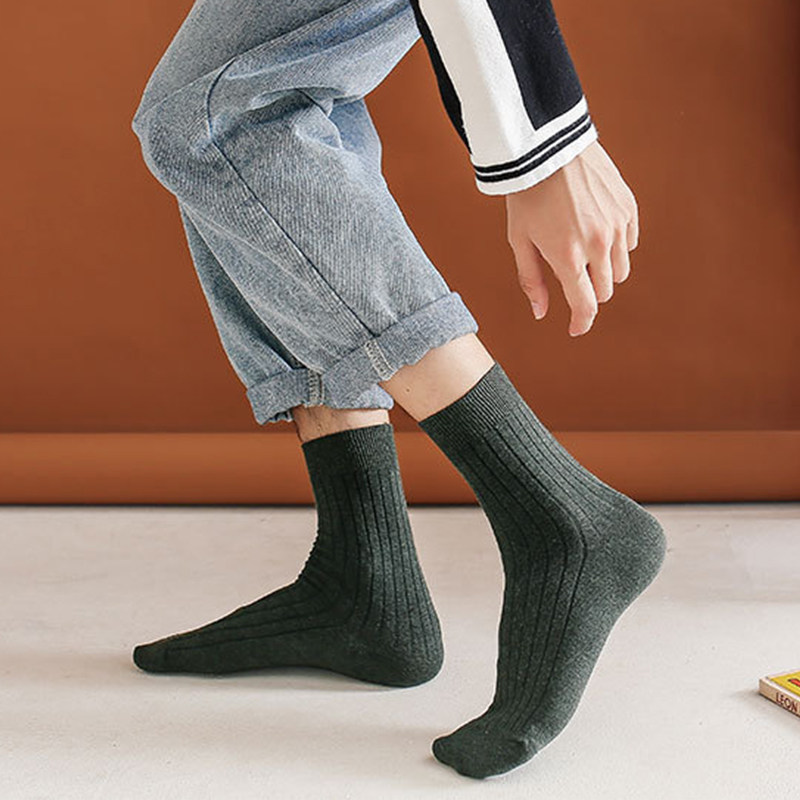 俞兆林五双男士纯色棉质吸汗长袜 俞兆林兰芷短袜/打底袜/丝袜/美腿袜