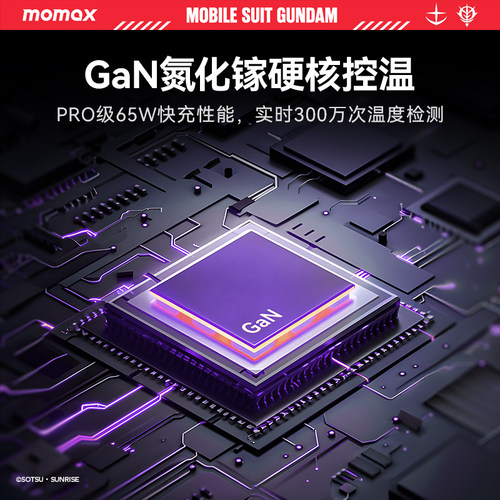 【3C认证&高达联名款】MOMAX摩米士氮化镓充电器65W多口自带线快充头适用苹果iPhone17promax华为高达限量版 - 图0