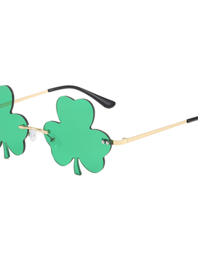 夏季新款防紫外线切边墨镜女潮高级感气质显脸小花朵绿色太阳眼镜