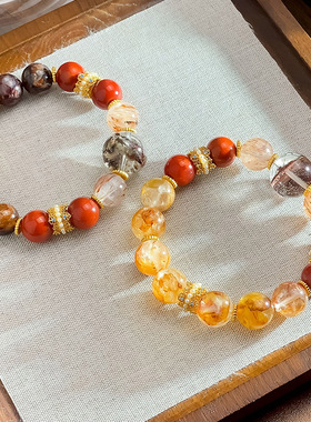 熹瑞天然胶花圆珠单圈手串女士小众设计配饰简约百搭手链首饰品