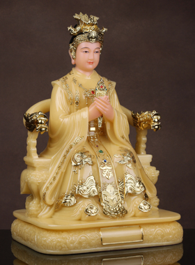 汉白玉泰山娘娘神像碧霞元君像体真身泰山奶奶圣母居家用供奉摆件